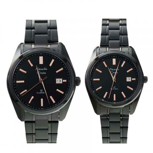 Alexandre Christie AC 8660 Black Rosegold Couple